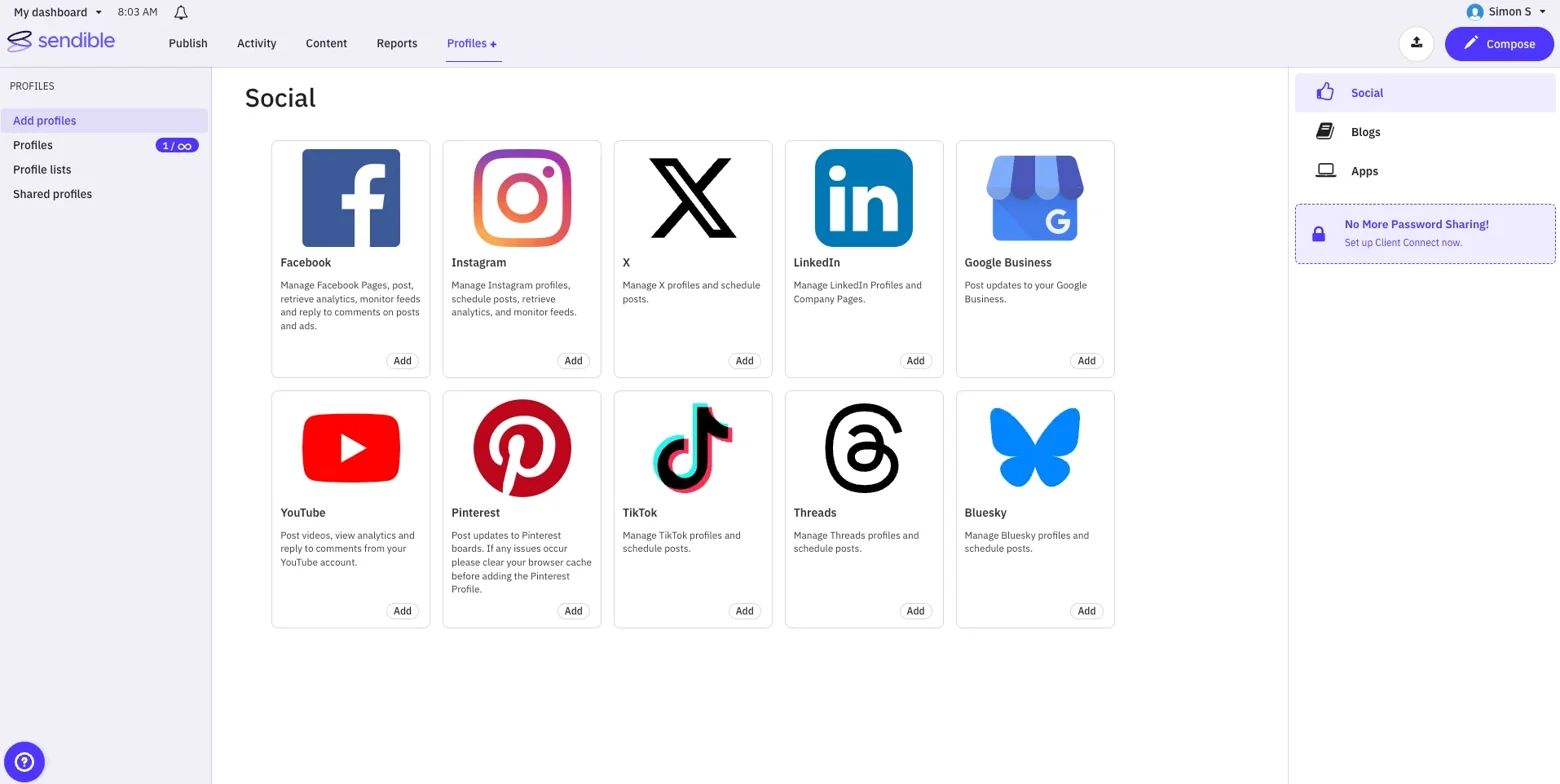 Sendible — Social media management for scheduling, publishing and reporting across every channel from one place.